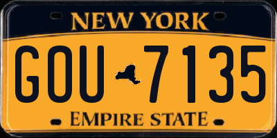 NY license plate GOU7135