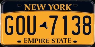 NY license plate GOU7138