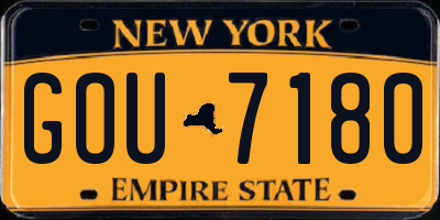 NY license plate GOU7180