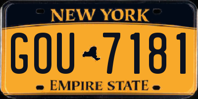 NY license plate GOU7181