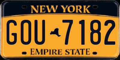 NY license plate GOU7182