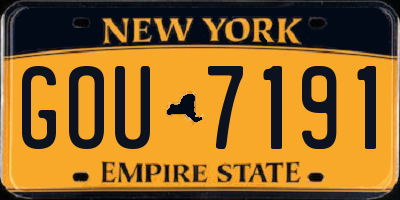 NY license plate GOU7191