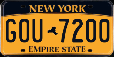 NY license plate GOU7200