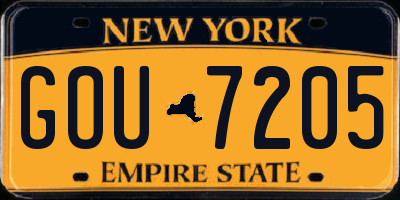 NY license plate GOU7205