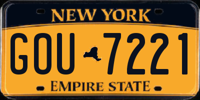NY license plate GOU7221