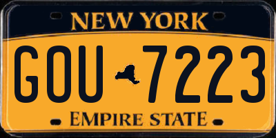 NY license plate GOU7223