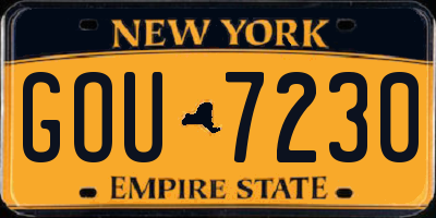 NY license plate GOU7230