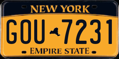NY license plate GOU7231