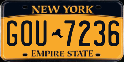 NY license plate GOU7236