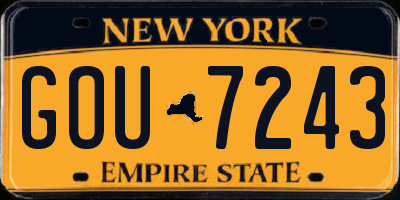 NY license plate GOU7243