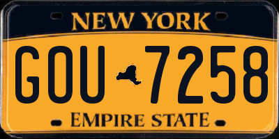 NY license plate GOU7258