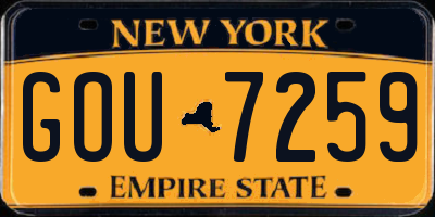 NY license plate GOU7259