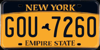 NY license plate GOU7260