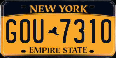 NY license plate GOU7310