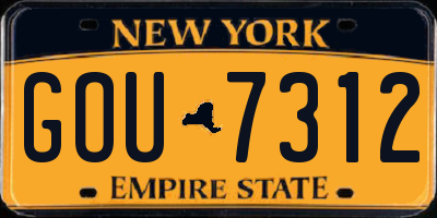 NY license plate GOU7312