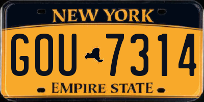 NY license plate GOU7314