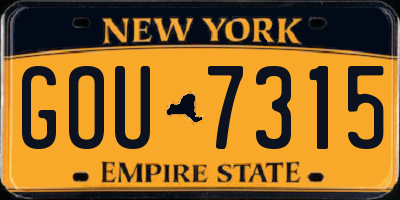 NY license plate GOU7315