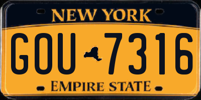 NY license plate GOU7316