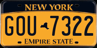 NY license plate GOU7322
