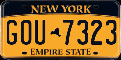 NY license plate GOU7323