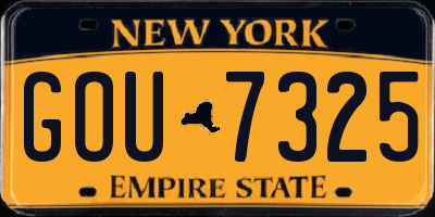 NY license plate GOU7325