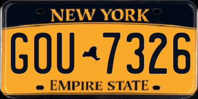 NY license plate GOU7326