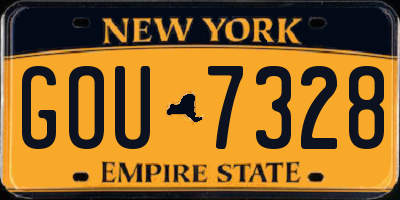 NY license plate GOU7328