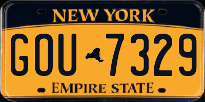 NY license plate GOU7329