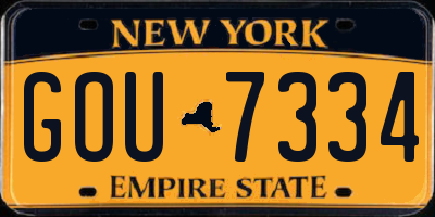 NY license plate GOU7334