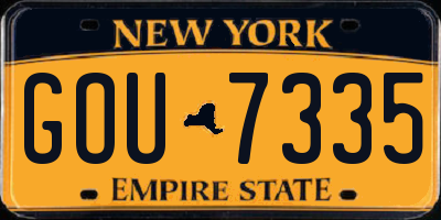 NY license plate GOU7335