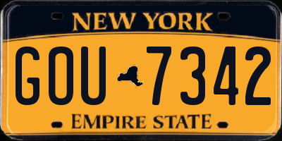 NY license plate GOU7342