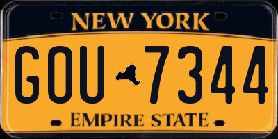NY license plate GOU7344
