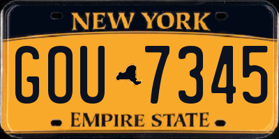 NY license plate GOU7345