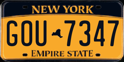 NY license plate GOU7347