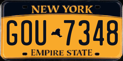 NY license plate GOU7348