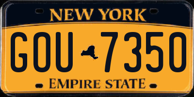NY license plate GOU7350