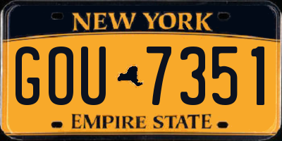 NY license plate GOU7351