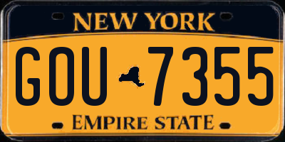 NY license plate GOU7355