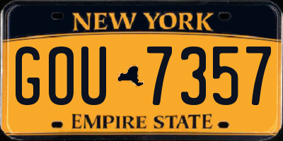 NY license plate GOU7357