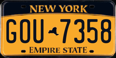 NY license plate GOU7358