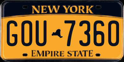 NY license plate GOU7360