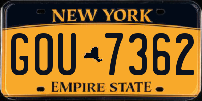 NY license plate GOU7362