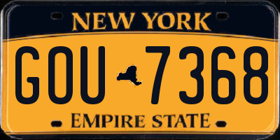 NY license plate GOU7368