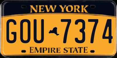 NY license plate GOU7374