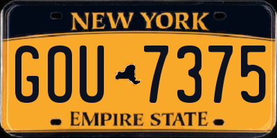 NY license plate GOU7375