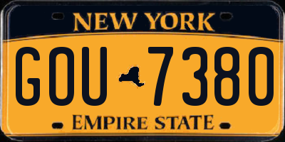 NY license plate GOU7380