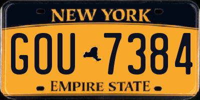 NY license plate GOU7384