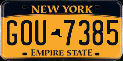 NY license plate GOU7385