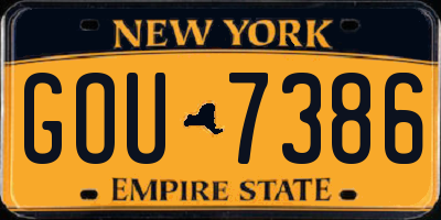 NY license plate GOU7386