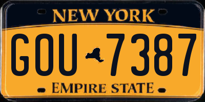 NY license plate GOU7387